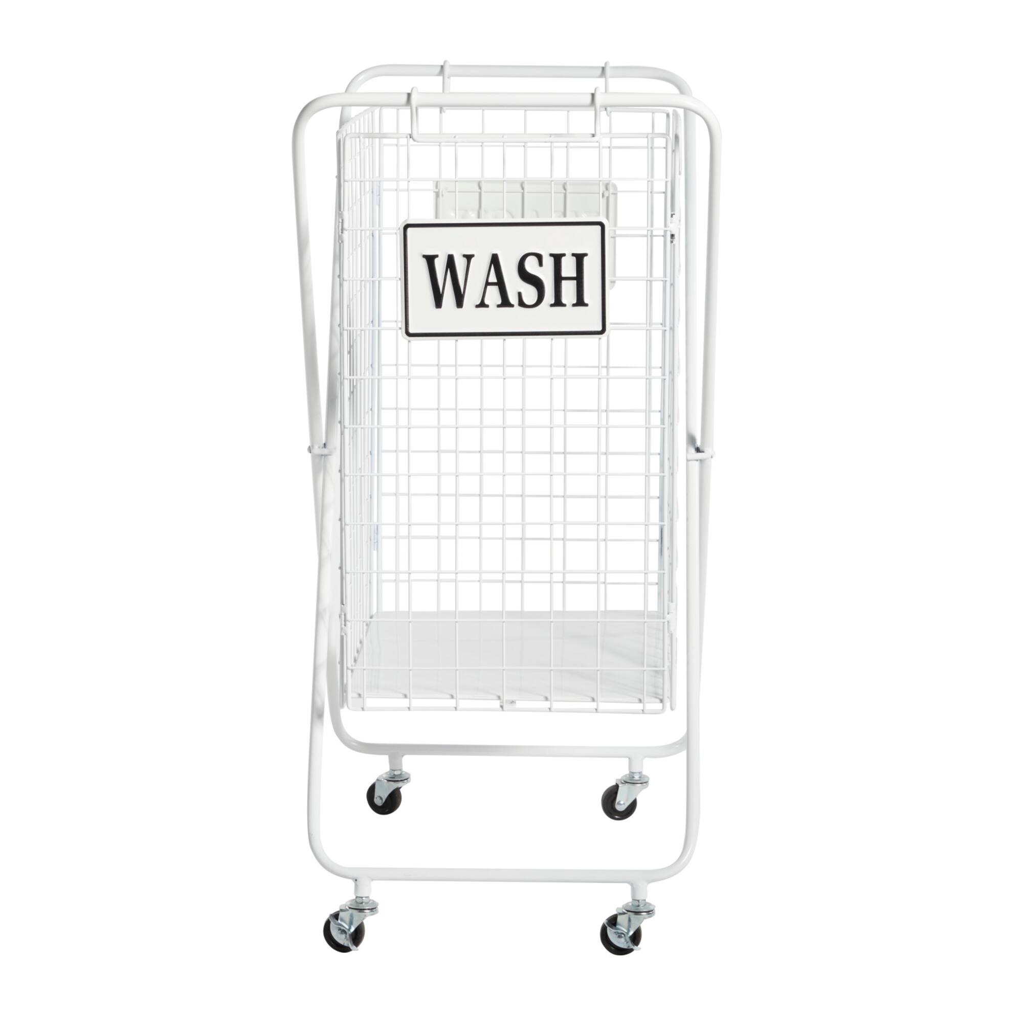 White Metal Farmhouse Storage Basket